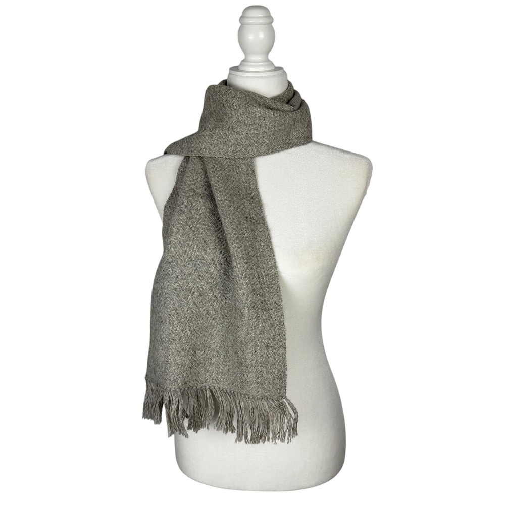 CeTeCia 100% Alpaca Wool Scarf Vintage OS Gray Herringbone Ireland Classic